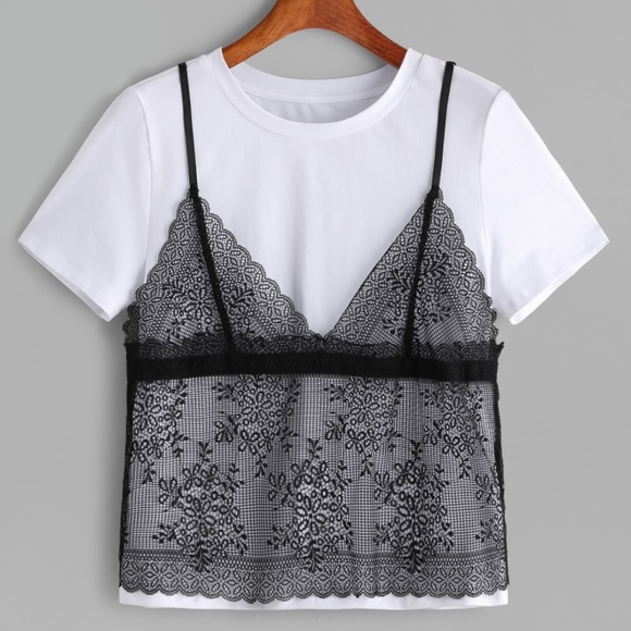 white shirt with bralette